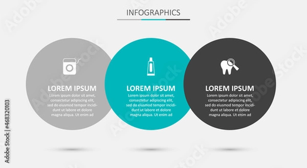 Fototapeta Set Tube of toothpaste, Dental floss and Broken. Business infographic template. Vector