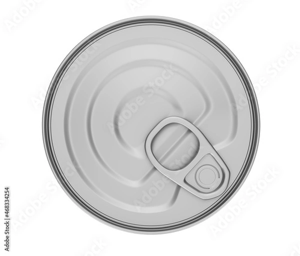 Fototapeta Tin can for preserve food top view. Isolated on white background