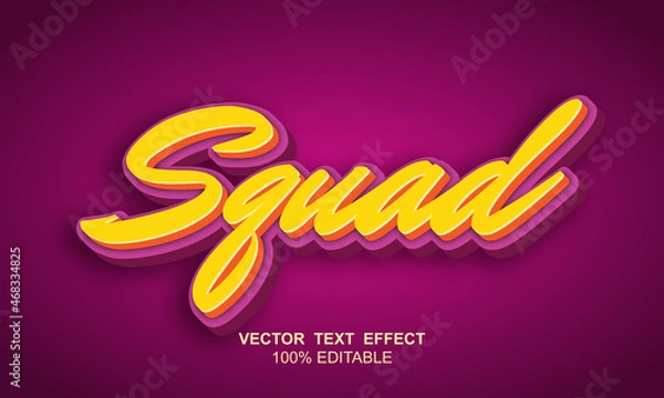 Obraz pink yellow squad vector text effect editable