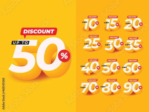 Obraz Set discount label for promotion template. 50% off