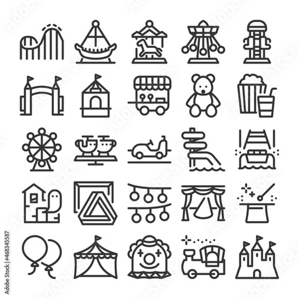 Fototapeta 遊園地の乗り物　アイコン　セット
