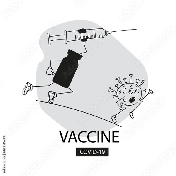 Obraz Vaccination illustration. Vaccine covid-19. Injection, virus