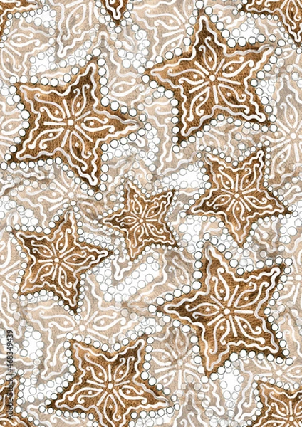 Obraz Seamless pattern with Christmas gingerbread and sweets