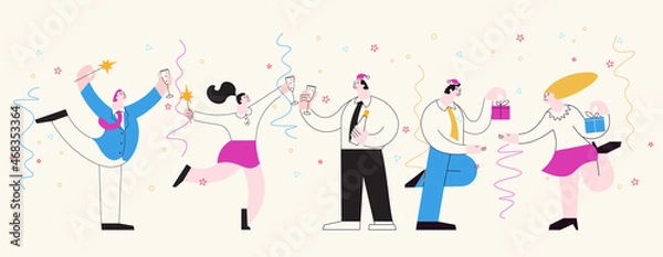 Obraz Horizontal banner template of Christmas office party
