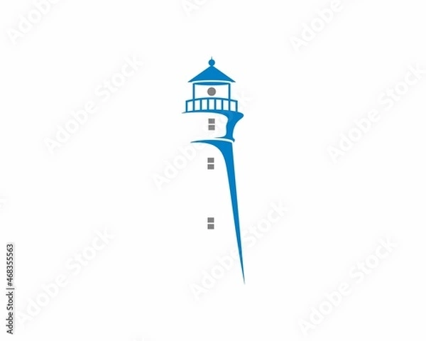 Obraz Blue lighthouse silhouette vector logo