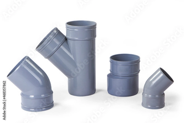 Fototapeta PVC Sewer pipe  isolated on white background .