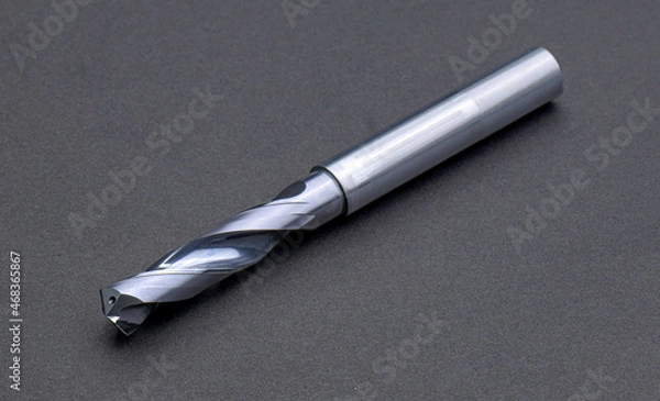 Fototapeta drill oil hole type x. special cutting tools. coating Titanium aluminium nitride, high speed. Isolated on black background. Make holes part automotive, jig fixture.