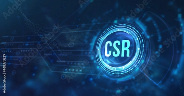 Fototapeta Internet, business, Technology and network concept. CSR abbreviation, modern technology concept. 3d illustration.