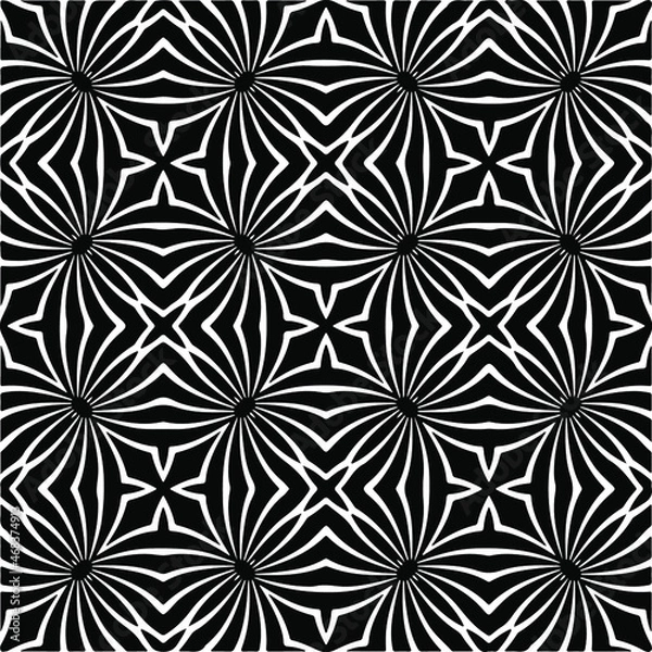 Obraz  Vector geometric seamless pattern.Modern geometric background with abstract shapes.Monochromatic Repeating Patterns.Endless abstract texture.black ornament for design.