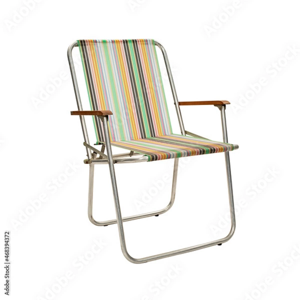 Obraz old fashioned deck chair on white background