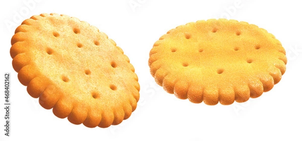 Obraz Round cracker. Isolated on background. 3d illustariton. Round biscuit. Clipping path