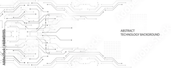 Obraz Gray White Abstract Technology Tło, Hi Tech Digital Connect, Communication, High Technology Concept, Nauka