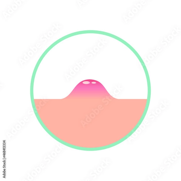 Fototapeta A pimple rises above the skin, circle illustration. Purulent inflammation on the surface of the skin. Vector illustration, flat minimal color cartoon design, isolated on white background, eps 10.