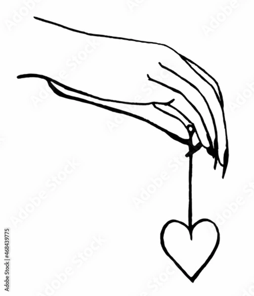 Fototapeta Sacred Witch and Mystical Symbols in Vector featuring hour glass, sun, heart, crystal, hand