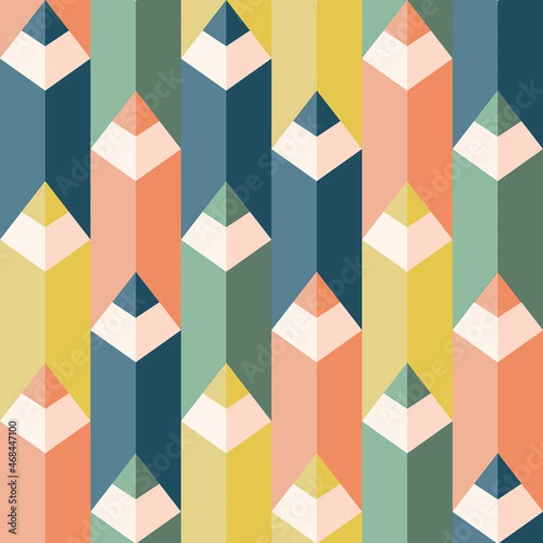 Obraz Seamless geometric pattern in a flat style with pencils. Vector design background.