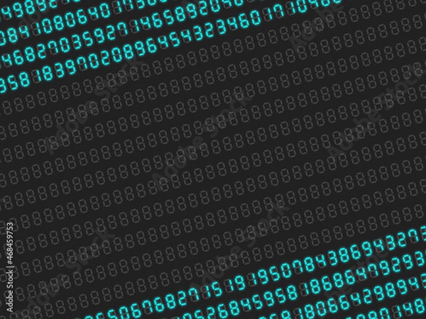 Obraz デジタル数字ランダムパターン上下フレーム【斜め/シアン】
