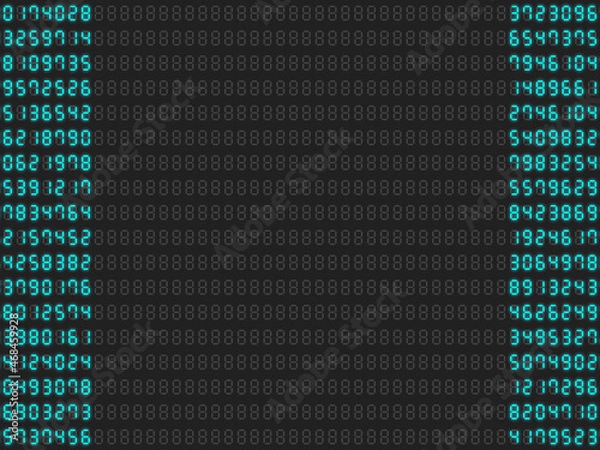 Obraz デジタル数字ランダムパターン左右フレーム【シアン】