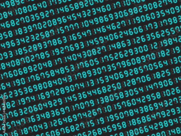 Obraz デジタル数字ランダムパターン背景【斜め/シアン】