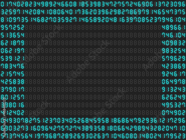 Obraz デジタル数字ランダムパターン四方フレーム【シアン】