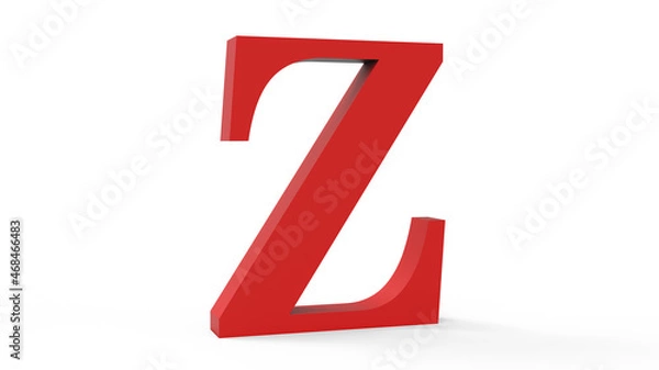 Fototapeta 3d red letter Z on a white isolated background.