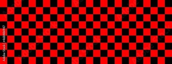 Fototapeta Checkerboard banner. Black and Red colors of checkerboard. Small squares, small cells. Chessboard, checkerboard texture. Squares pattern. Background.