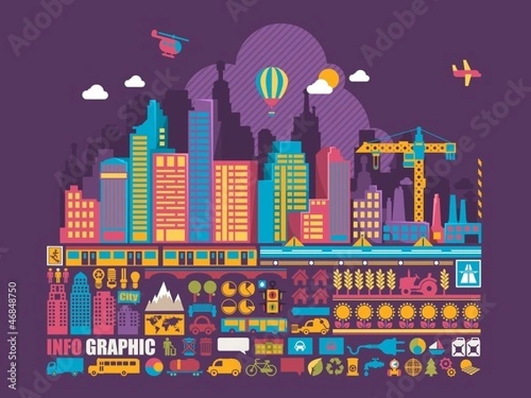 Obraz city info graphic elements