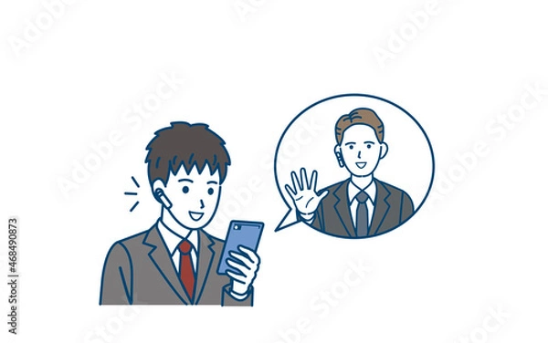 Fototapeta スマートフォンで英会話を学ぶ　習う　学生　男の子　中高生　中学生　高校生