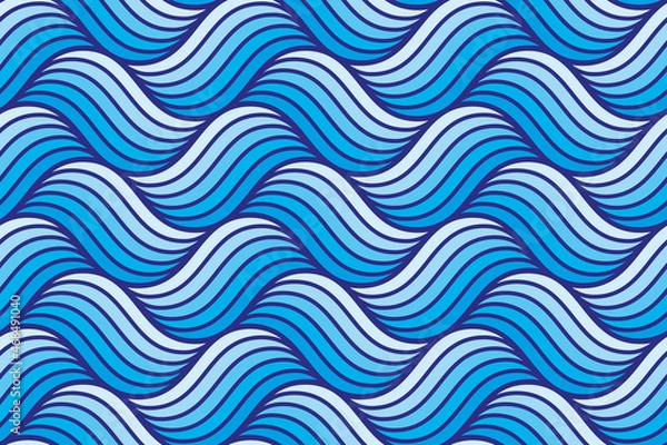 Obraz Blue Ocean Waves - Seamless Geometric Vector Pattern