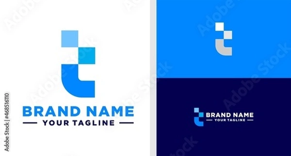 Obraz LETTER T LOGO MONOGRAM DIGITAL PIXEL EDITABLE