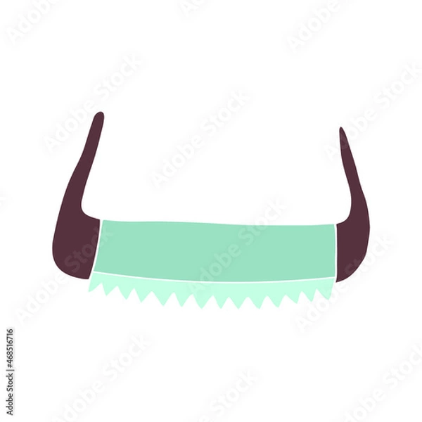Obraz Saw with two handles for garden work. Vector element for design. Doodle illustration.