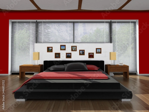 Obraz red bedroom