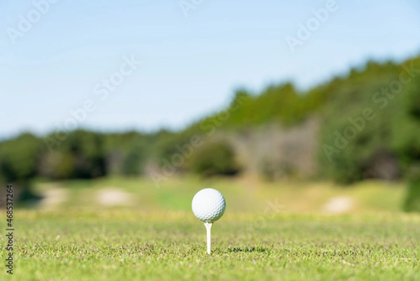 Fototapeta ティーアップしたゴルフボール