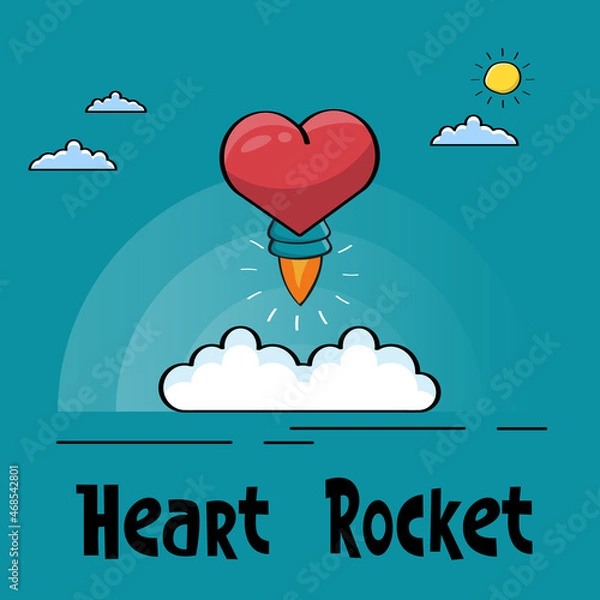 Fototapeta heart rocket concept - heart with rocket launch.