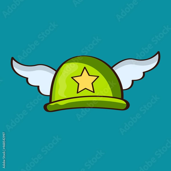 Obraz military helmet with wings.handwriten concept.