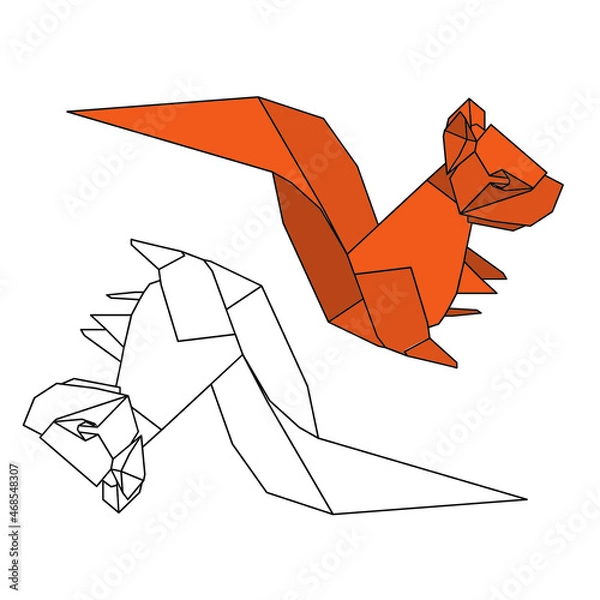 Fototapeta origami squirrels: colored and black and white lines 