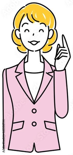 Fototapeta よいアイデアを思いついて笑顔になっているスーツ姿の可愛い女性 イラスト ベクター