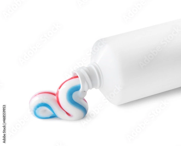 Fototapeta Tube with toothpaste on white background. Dental care