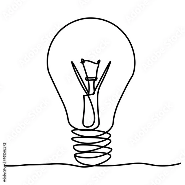 Fototapeta Drawing with one line is a light bulb.