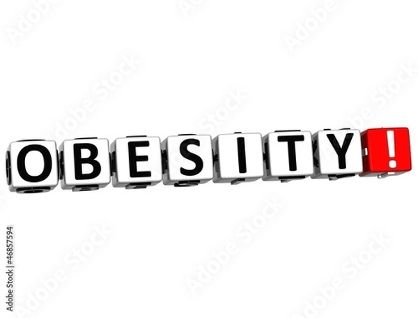 Fototapeta 3D Obesity Button Click Here Block Text