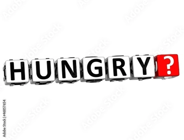 Fototapeta 3D Hungry Button Click Here Block Text