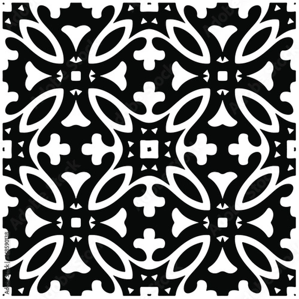 Fototapeta Vector geometric seamless pattern.Modern geometric background with abstract shapes.Monochromatic Repeating Patterns.Endless abstract texture.black and white image for design.