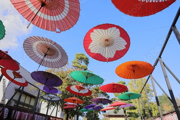 Obraz 茨城県笠間市の菊祭り、傘の飾り