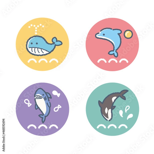 Fototapeta 鯨、シャチ、サメ、イルカ