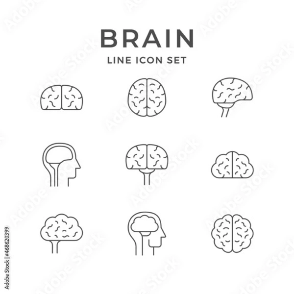 Fototapeta Set line icons of brain