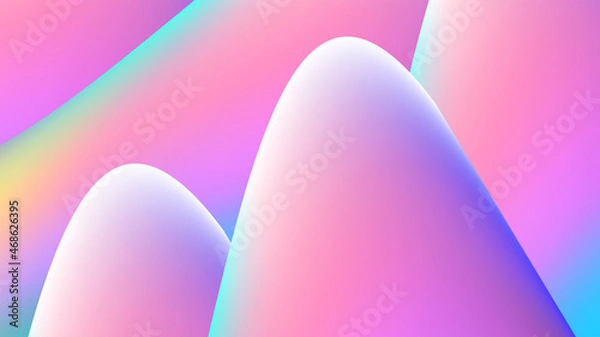Fototapeta Unusual background with pink mountains and blue shadows. Beautiful color transition from pink to blue. Horizontal illustration. Cute desktop background. Place for your text. Vector stock illustration