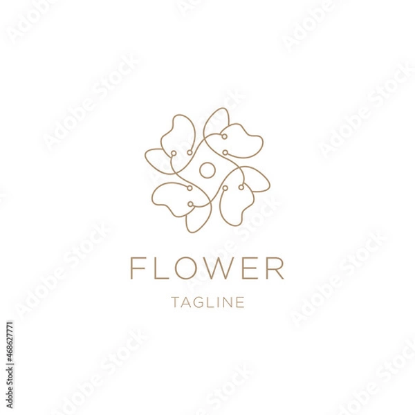 Obraz Nature flower line logo design template