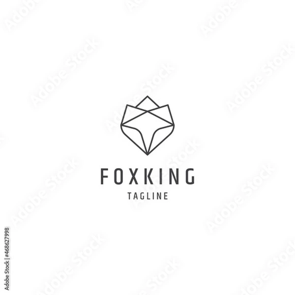 Obraz Fox king head line logo design template 