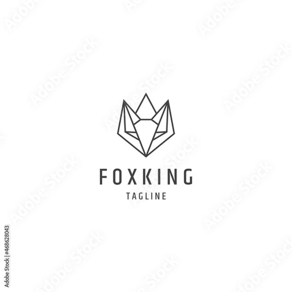 Obraz Fox king head line logo design template 