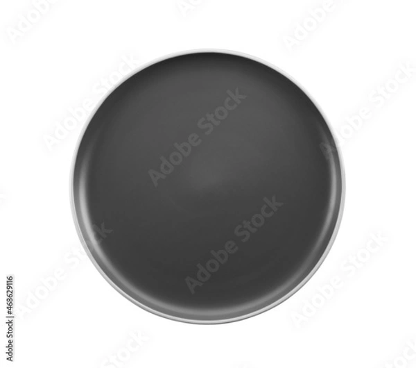 Fototapeta New empty dark plate isolated on white, top view
