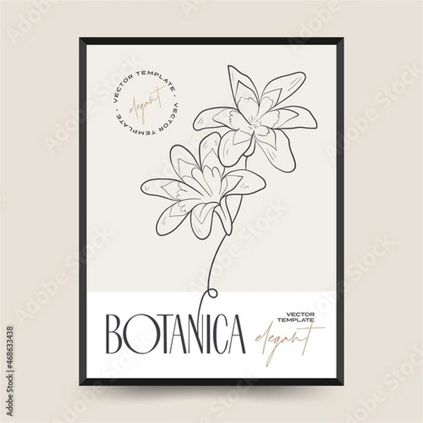 Fototapeta Elegant Botanical abstract wall arts. Floral vector poster collection.